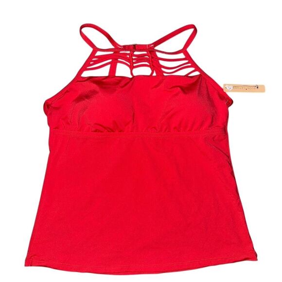 Gibson Latimer Women's Red Strappy Tankini Top Size M - Picture 1 of 9